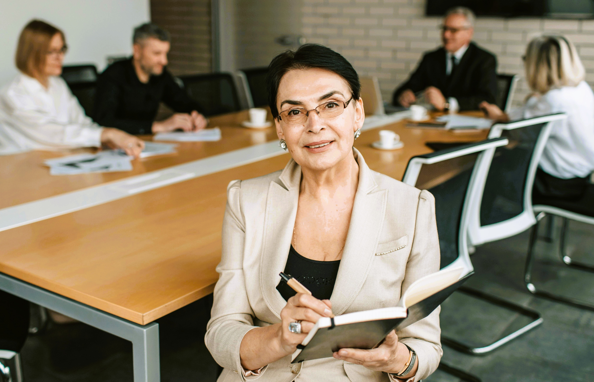 Confident professional in a boardroom meeting
